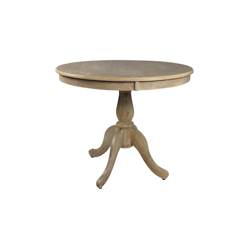 Round Pedestal Dining Table – Whitewash / Natural Driftwood