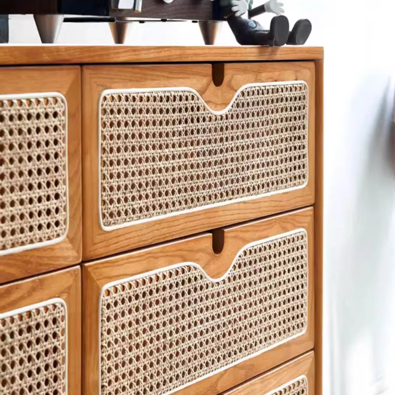 Tropical Natural Woven Double Layer Chest with 6-Drawers