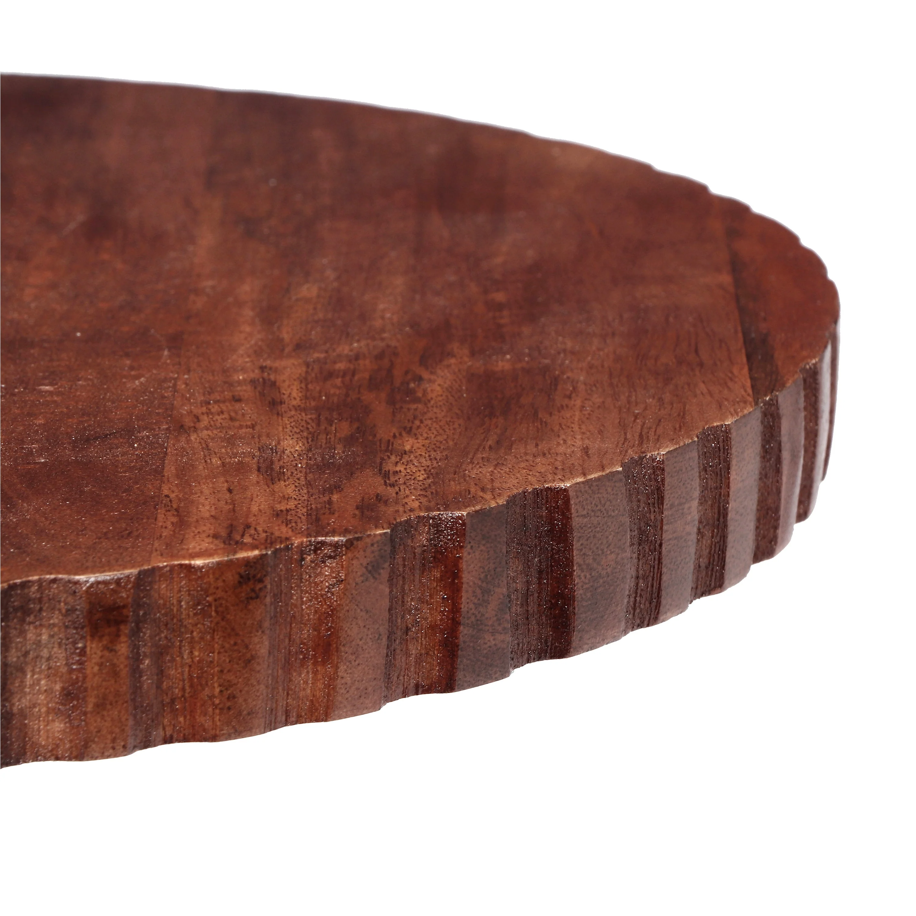 Modern Solid Mango Wood Pedestal End Table, Fully Assembled