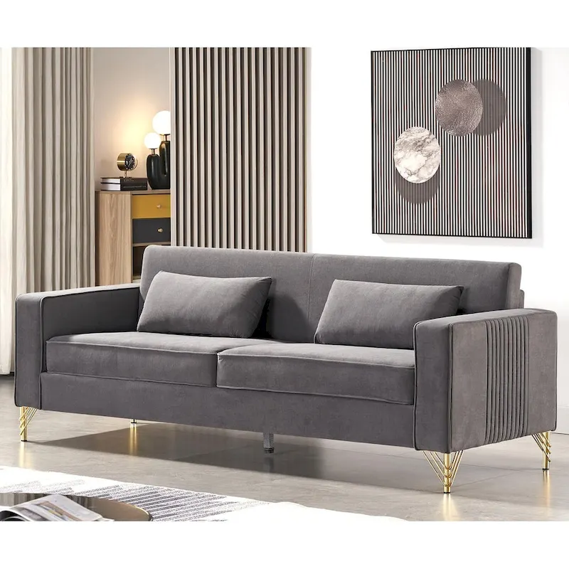 Modern Velvet Upholstered Living Room Sofa