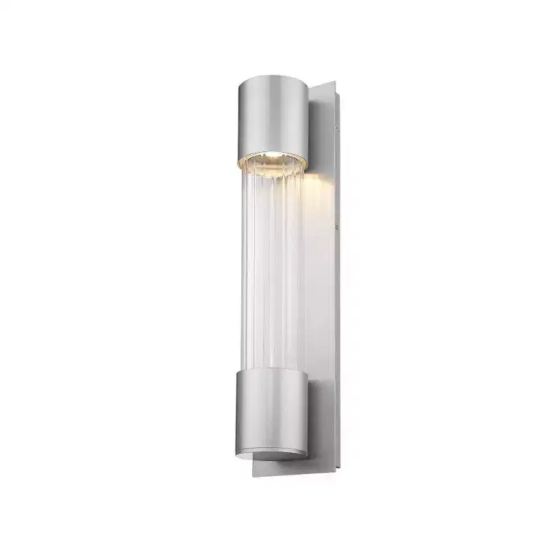 Striate Collection LED Wall Sconce - Modern Glass Cylinder, 21 Height, Dimmable, Wet Rated
