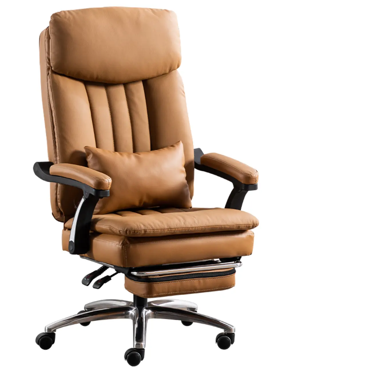 Stylish Brown Leather Reclining Executive Office Chair