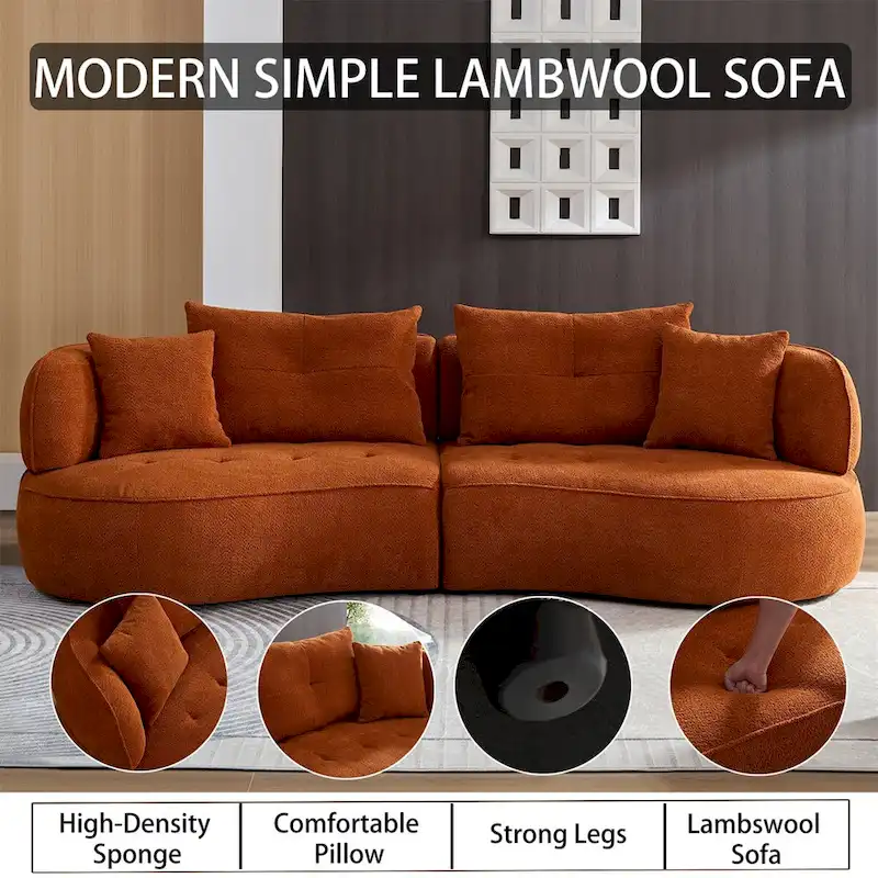 Sectional Sofa With Removable Pillows,Durable Fabric,Solid Wood Frame