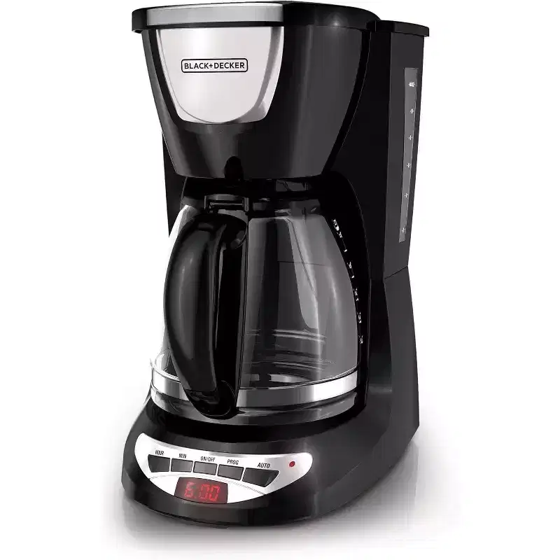 BLACK+DECKER 12-Cup Programmable Coffee Maker, DCM100B, Duralife Carafe, Easy-View Water Window, Removable Filter Basket