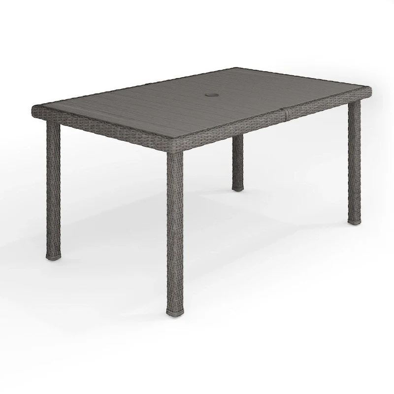 Martha Stewart 60 Outdoor Rattan Wicker Patio Table with Engineered Wood Top - 39W x 62D x 30H