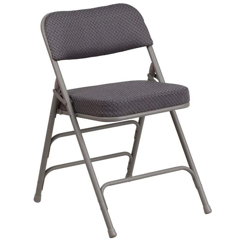 2 Pack Curved Triple Braced & Hinged Fabric Upholstered Metal Folding Chair