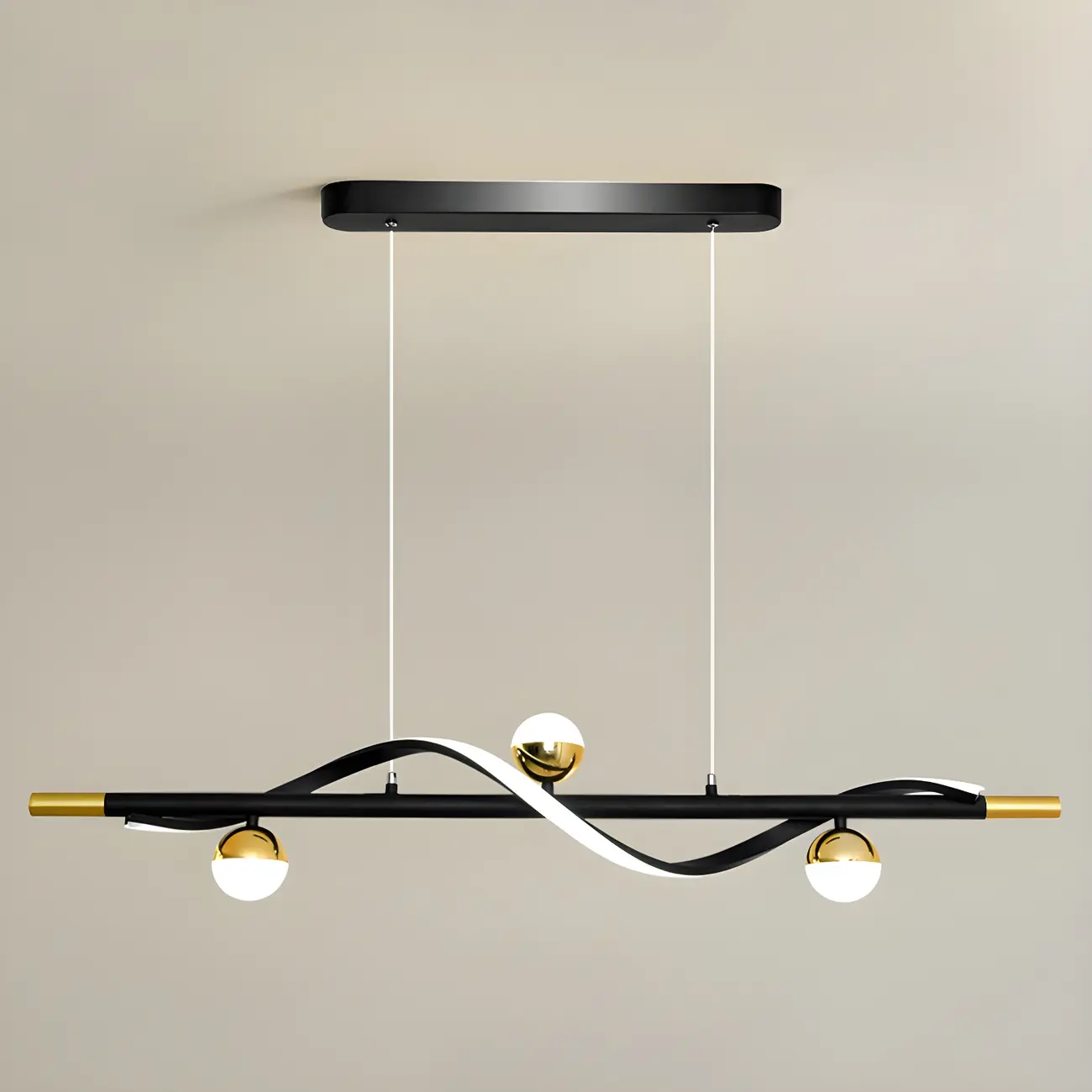 Modern Black Metal Acrylic 4-Light LED Dimming Pendant Light