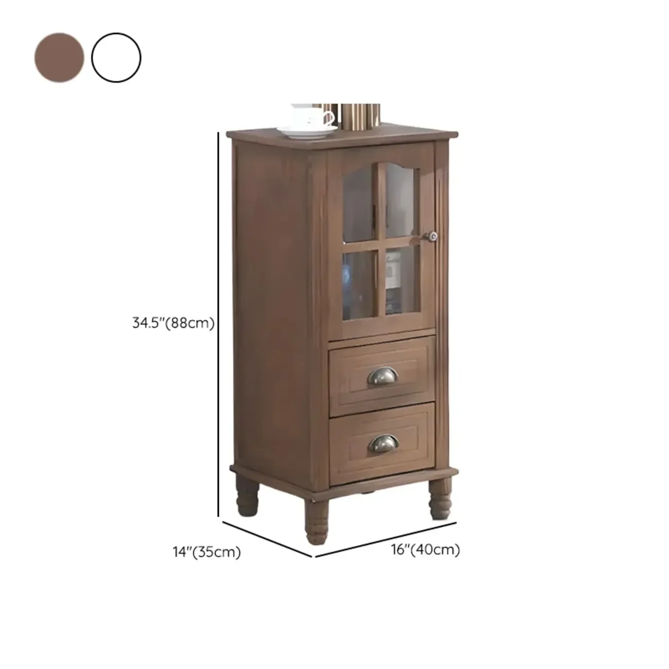 Freestanding Solid Wood White Cabinet with Drawers