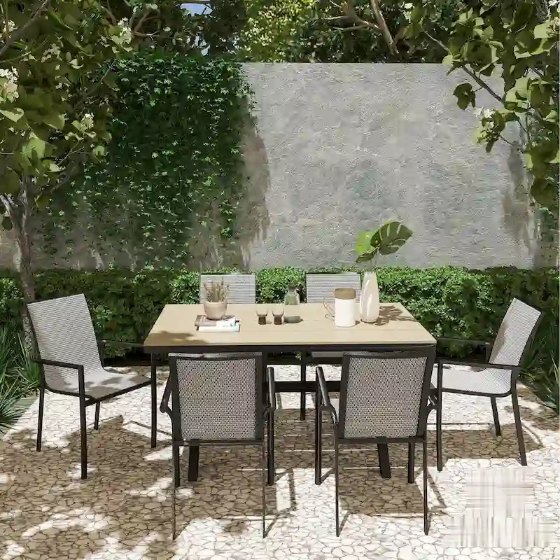 7 Piece Outdoor Patio Aluminum Dining Set