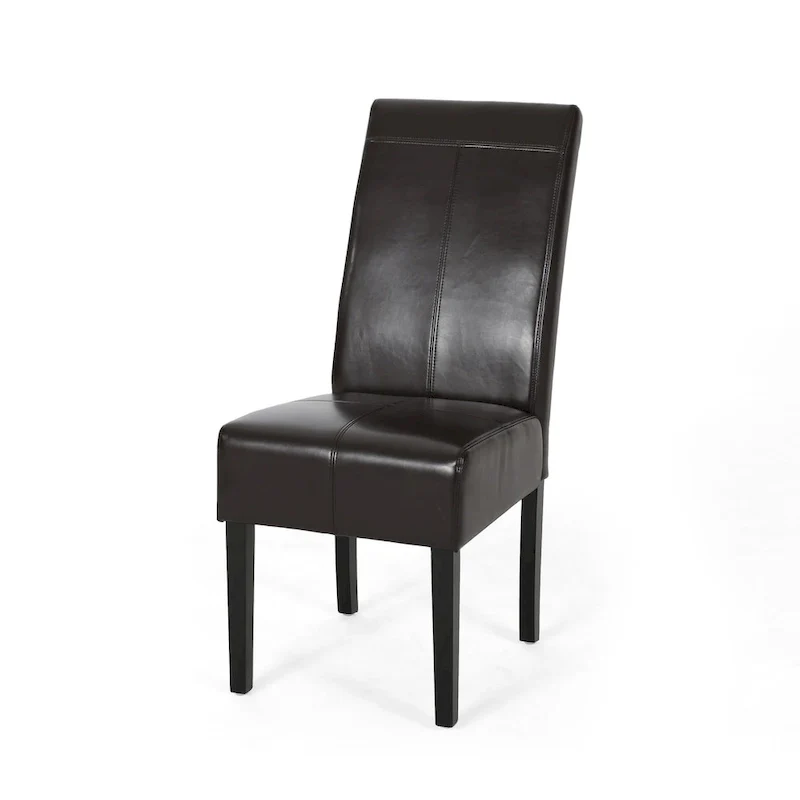 T-stitch Brown Leather Dining Chairs (Set of 2) by Christopher Knight Home