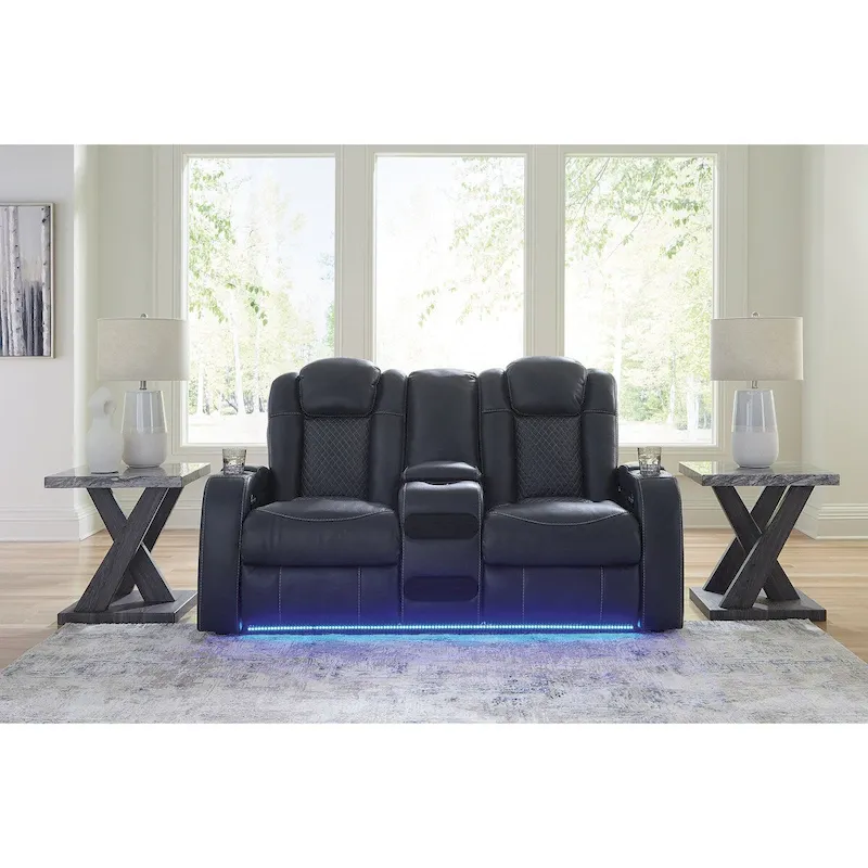 Signature Design by Ashley Fyne-Dyme Power Reclining Loveseat with Console - 74W x 43D x 43H