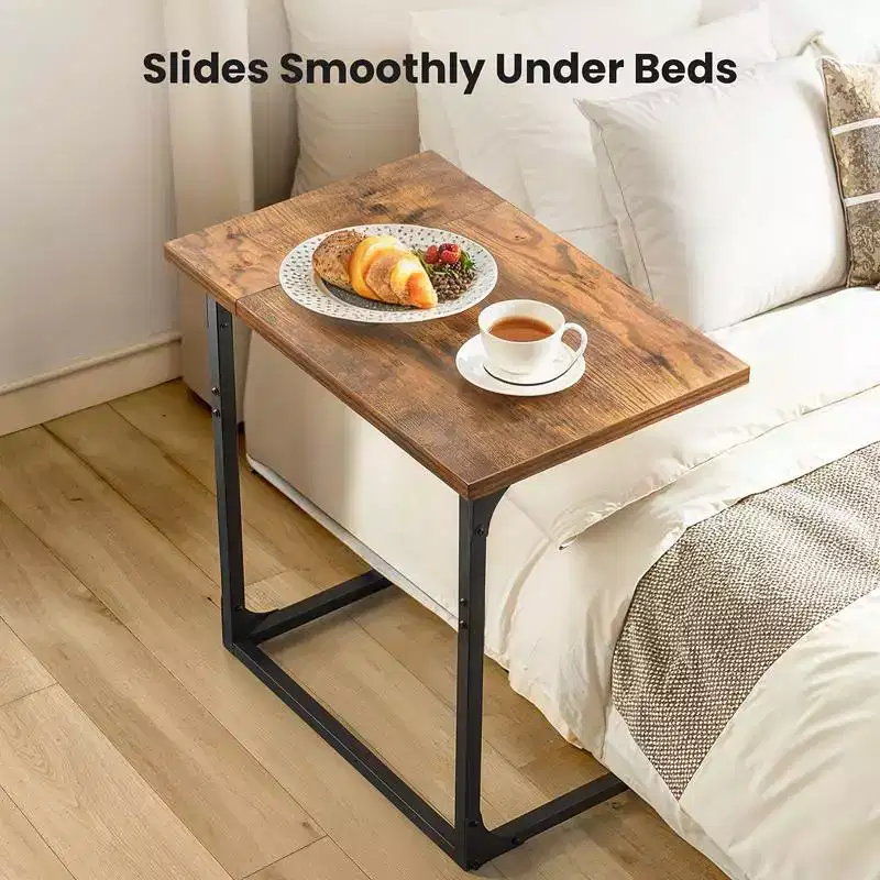 2 Pack C-Shaped Side Table, C-Table for Sofa, Couch Table with Metal Frame, Large Surface Sofa Table for Living Room, Bedroom, and Home Office