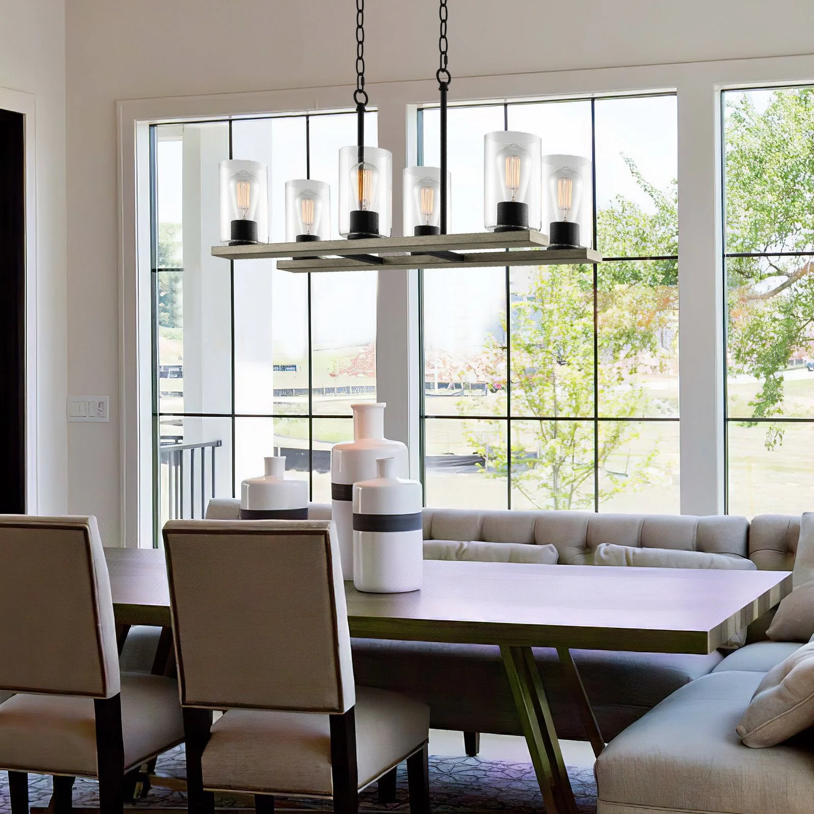 Piedmont 30 6-Light Large Farmhouse Kitchen Island Chandelier