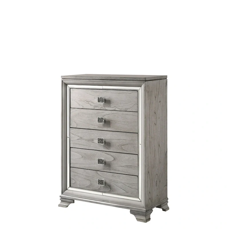 Evonne 6 Piece Gray LED Upholstered Panel Bedroom Set