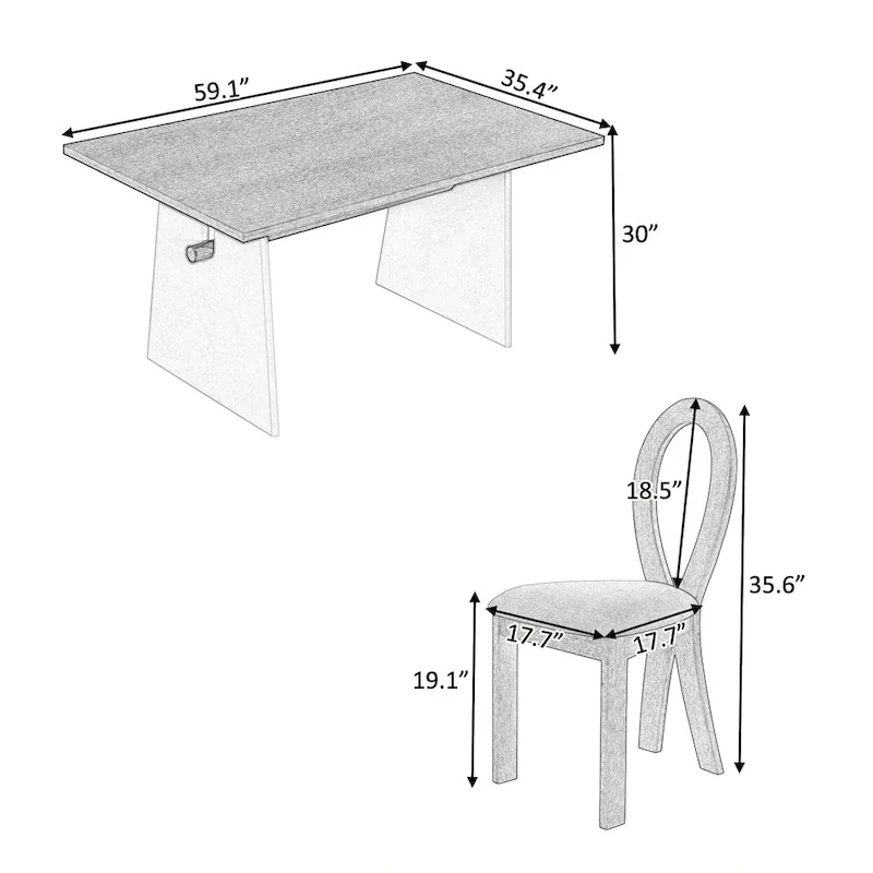 Modern 7-Piece Dining Table Set with 6 Upholstered Chairs