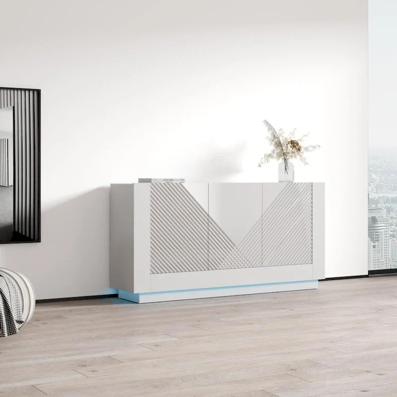 White / Black | High Gloss Sideboard | 1-Person Assembly