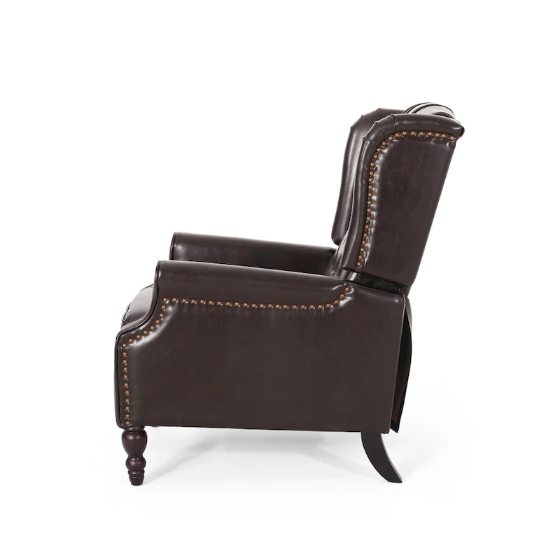 Classic Tufted Bonded Leather Recliner Set (2-Piece) with Nailhead Trim