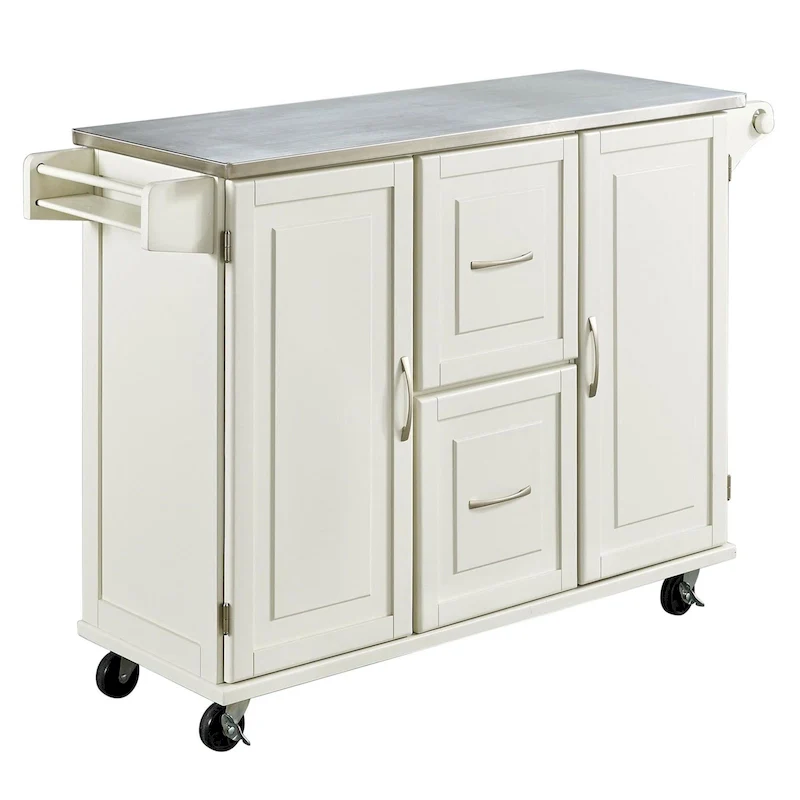 Homestyles Dolly Madison Wood Kitchen Cart with Stainless Steel Top