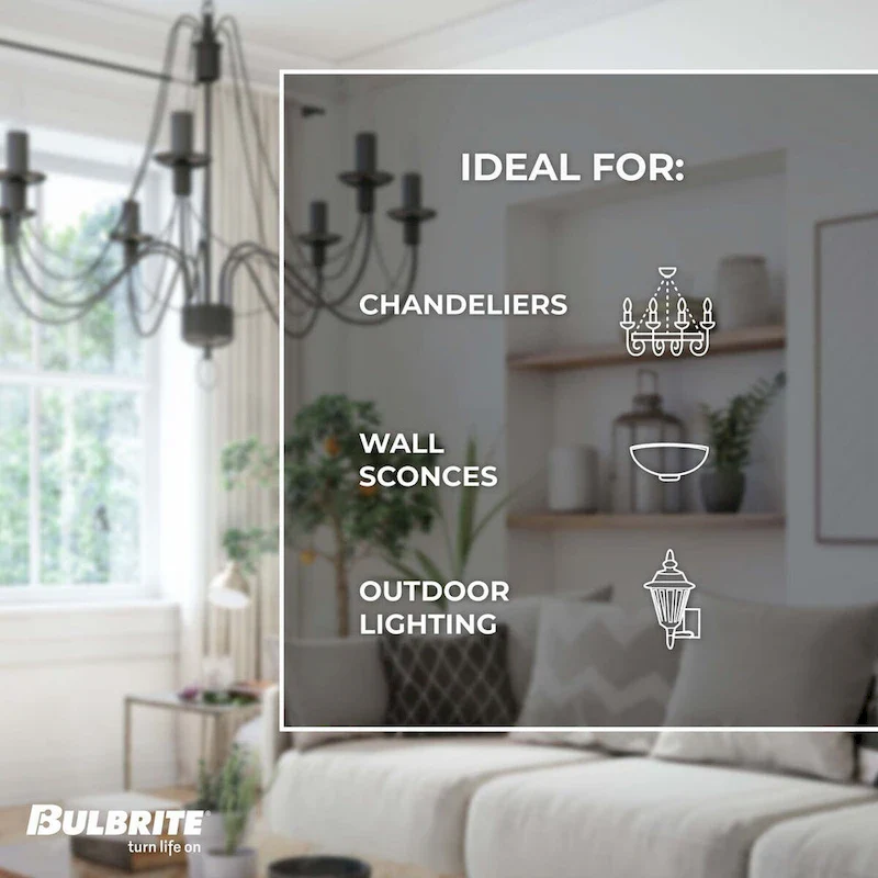 Bulbrite Pack of (50) Dimmable Clear Flame Candelabra (E12) Incandescent Bulb