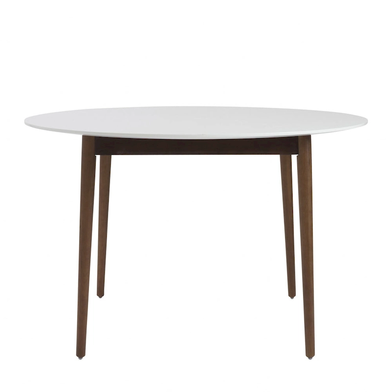 HomeRoots 47 White and Brown Rounded Dining Table