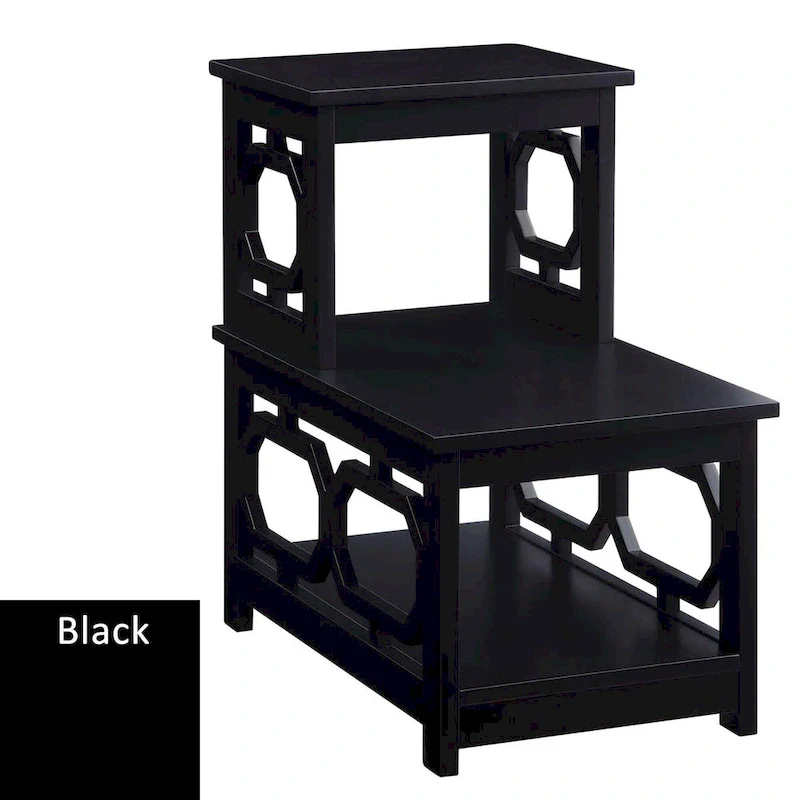 2 Step Chairside End Table - Espresso, White, Black - Multi-Person Use