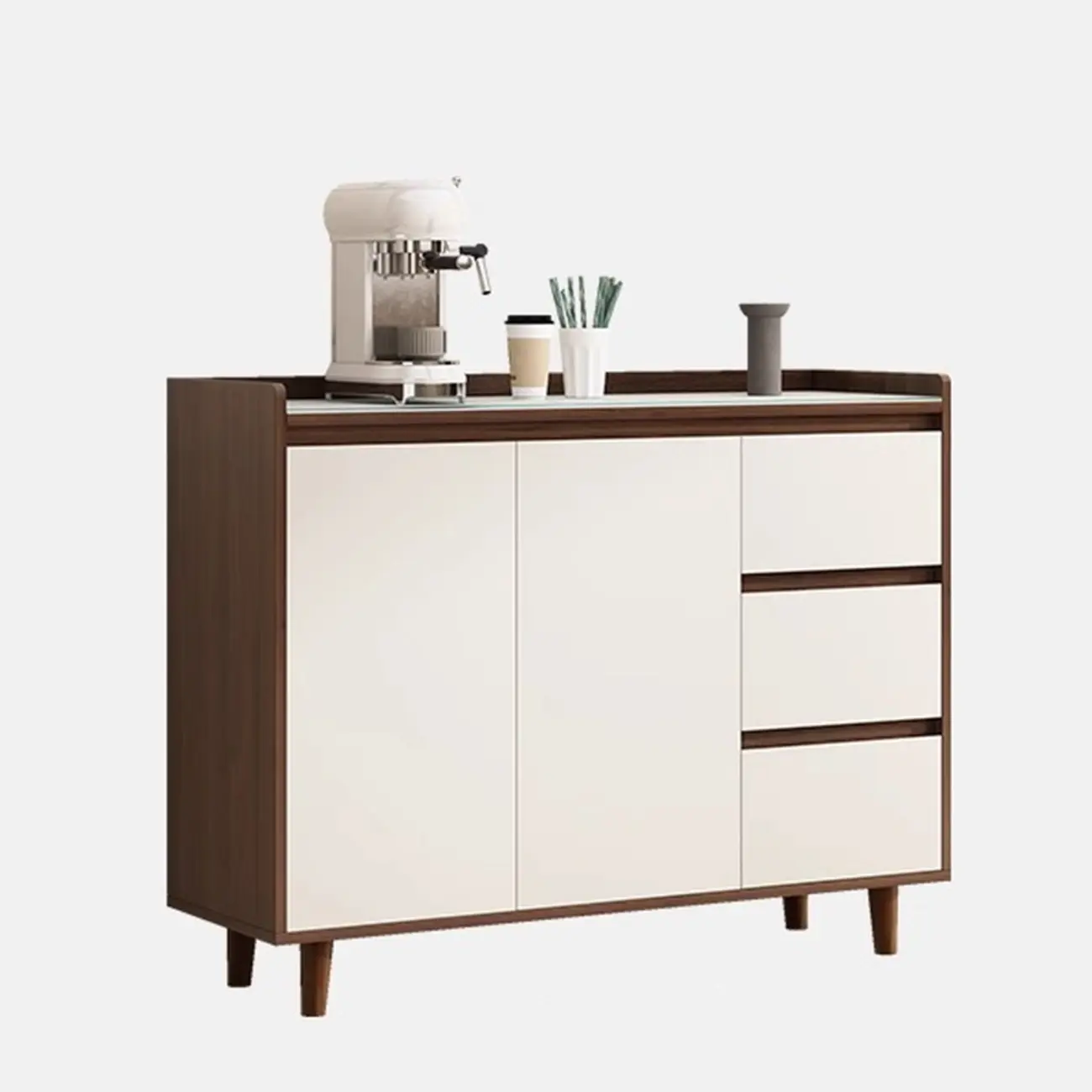 Modern Wood Sideboard with Glass Countertop