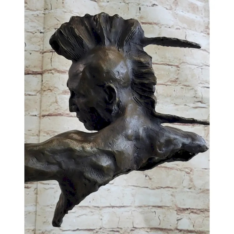Native American Indian Mohawk Archer Bronze Bust Sculpture Statue Mario Nick 29 Inches X 23 Inches
