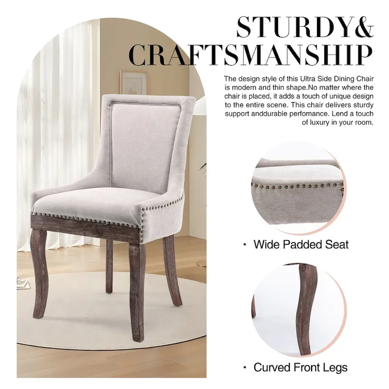 Traditional Tufted Ultra Upholstered Wingback Dining Chair Set of 4