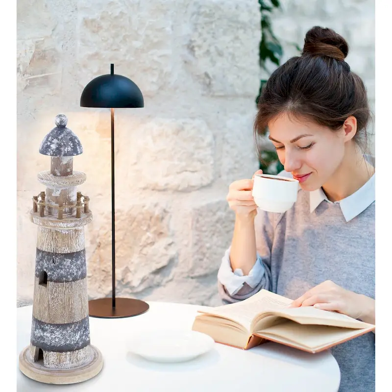 CoTa Global Silver Sea Lighthouse Collection, 2 Pcs Set - Handmade - 11.8Lx4Wx4H