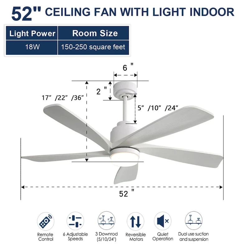 52 Inch Modern Ceiling Fan