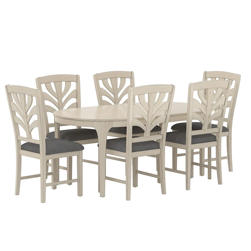 VECELO 5/7 Piece Dining Table Set Consist of an Oval Dining Room Table