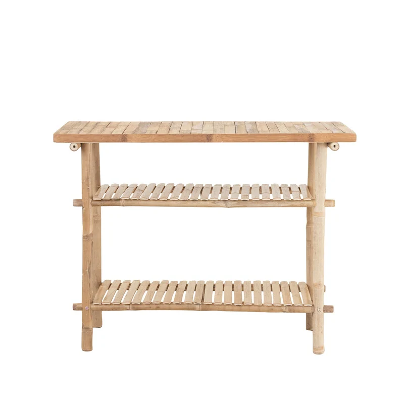 Bamboo Accent Table with 2 Shelves