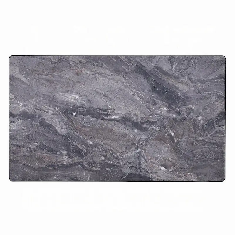 Evis Coffee Table, Rectangular 47 Inch Gray Faux Stone, Brown Wood