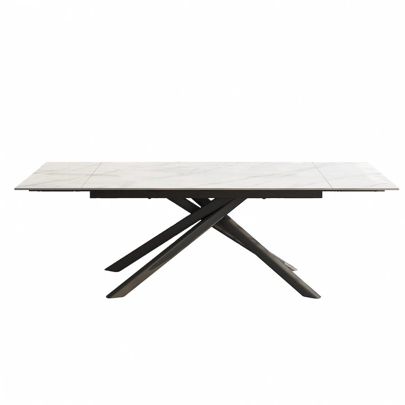 9 - Piece Extendable Rectangular Sintered Stone Cross Legs Dining Set With 8 Chairs