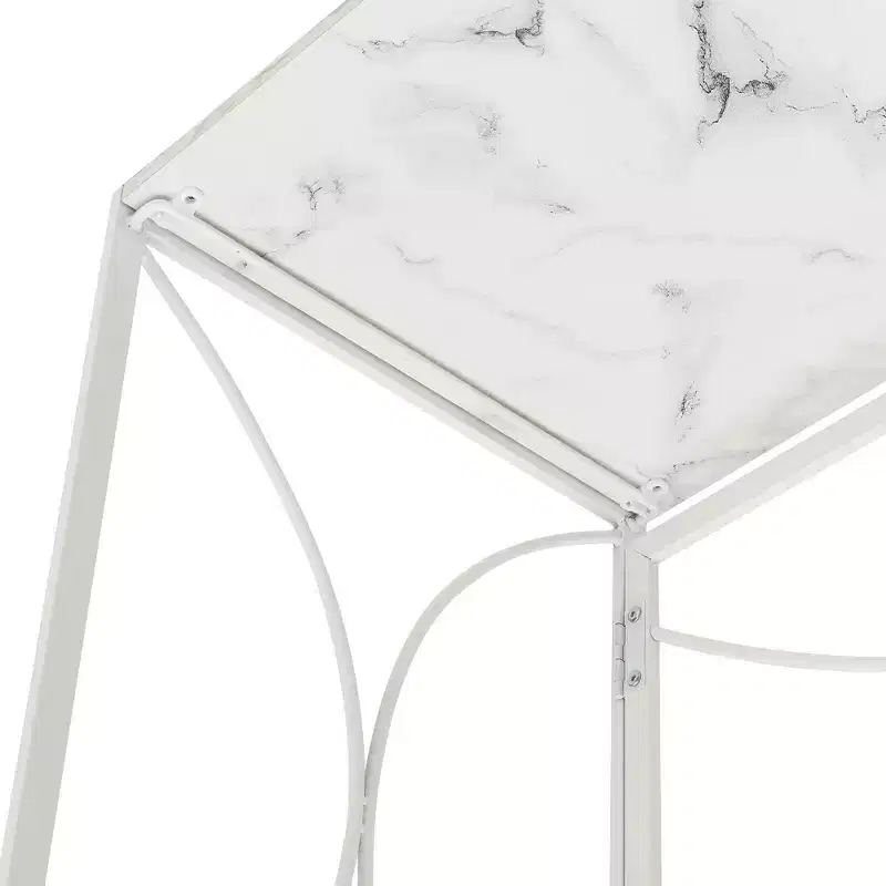 Breighton Home Nova Folding Desk in White Faux Marble/White