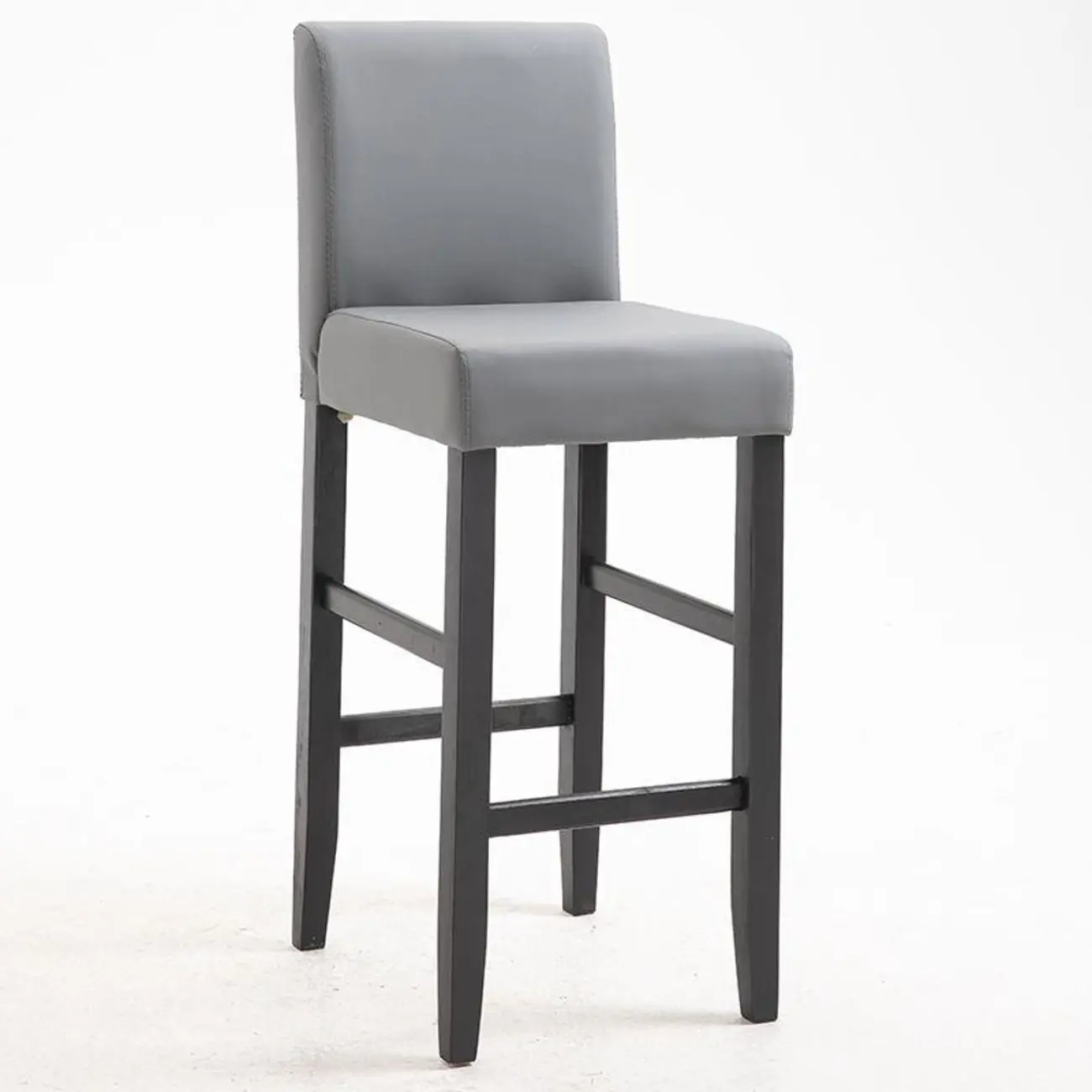 Traditional Wood Leather Upholstered Bar Height Stool