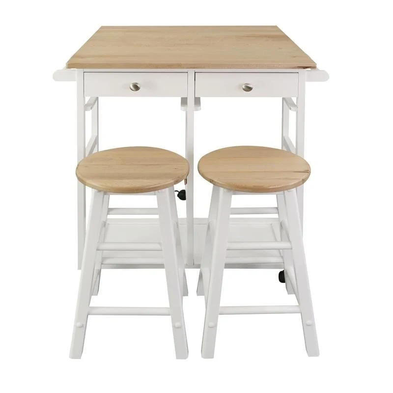 Wooden Breakfast Cart with Drop-Leaf Table, American Maple Top - N/A