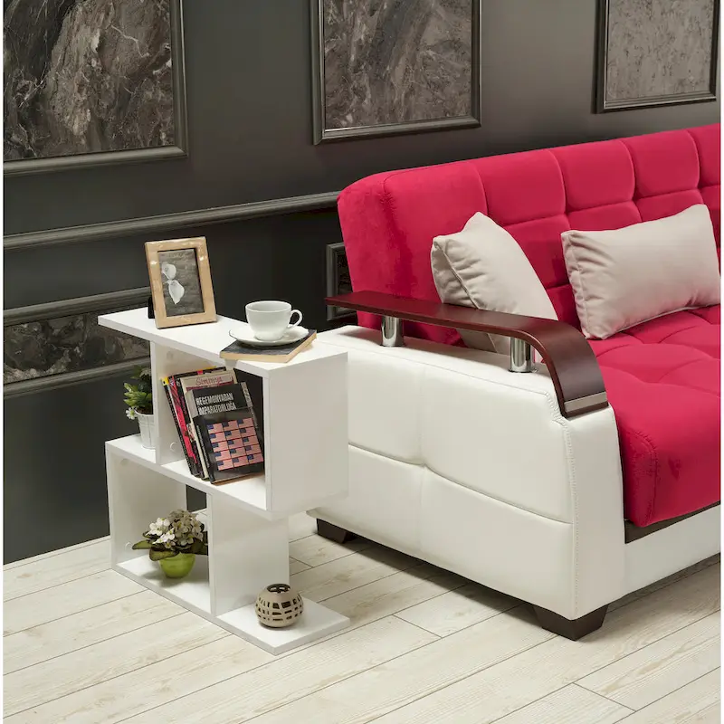 Lon Rectangle 4 Shelves End Table, 23 inch Skinny End Table