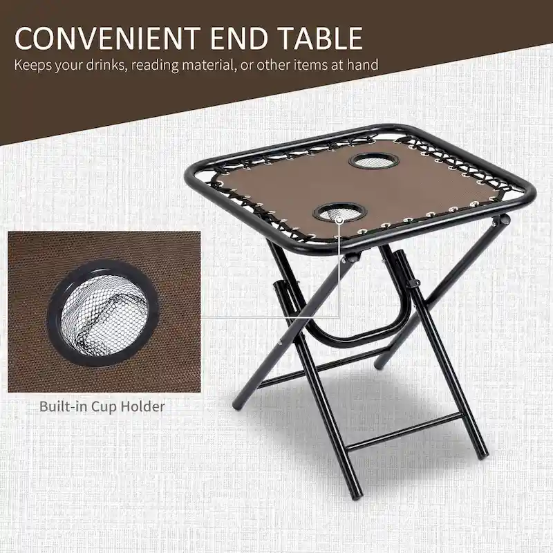 Gravity Chair Set with Side Table, Folding Reclining Chair with Cupholders & Pillows, Adjustable Lounge Chair