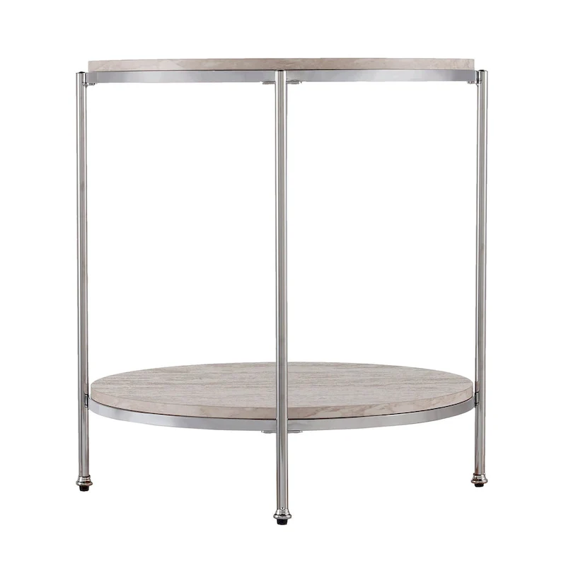 Round Faux Marble Side Table
