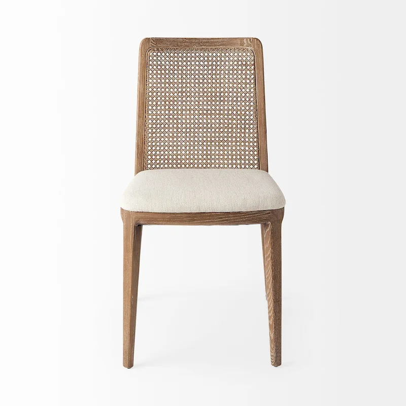 Clara Light Brown Wood Cream Seat Armless Dining Chair