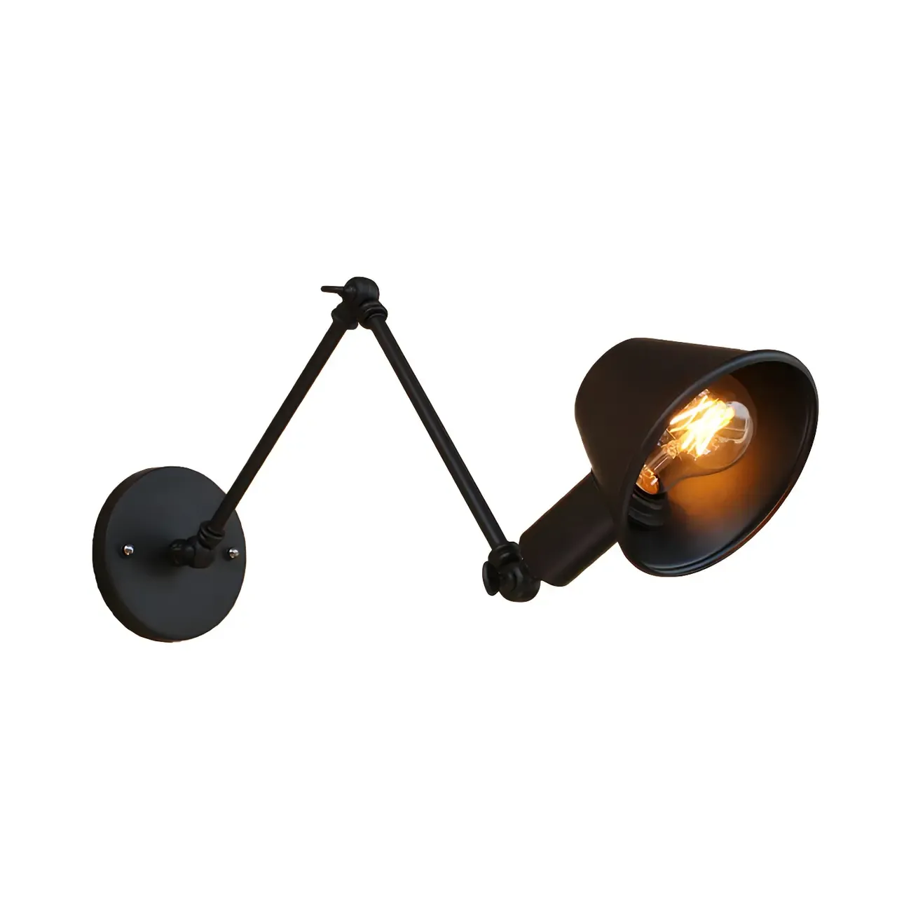 Adjustable Industrial Black  Swing Arm LED Wall Sconce