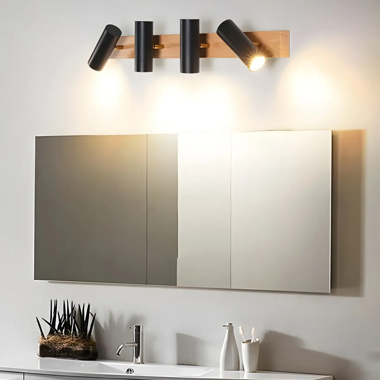 Cylinder White 4-Light Bathroom Vanity Lights in Hardwired