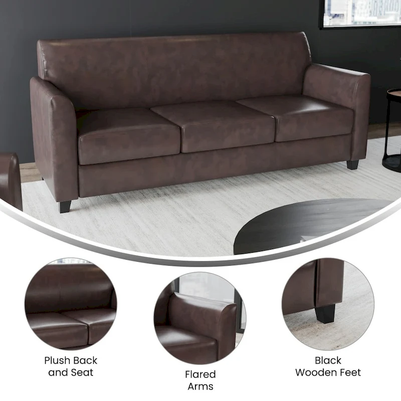 LeatherSoft Sofa with Clean Line Stitched Frame - 70W x 29D x 32.25H
