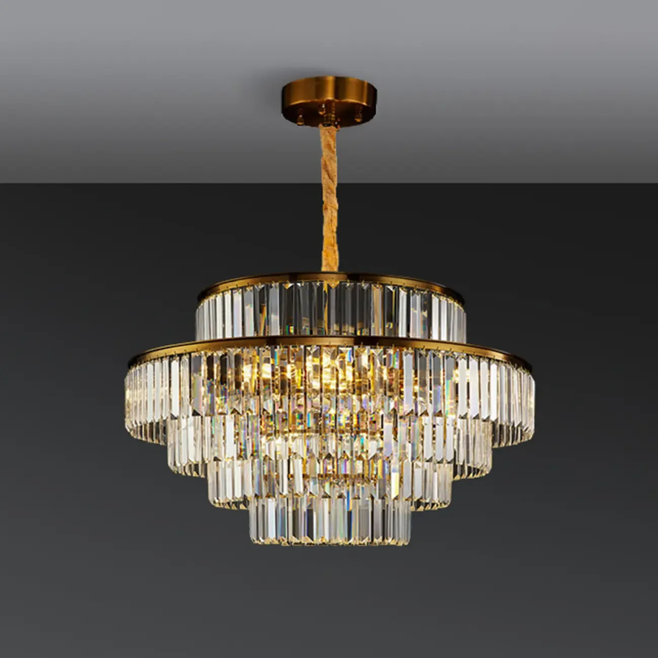 Luxury Crystal Gold Chandelier with Multi-Tiered Design