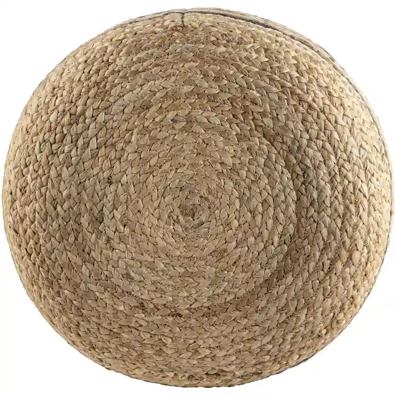 Woven Jute Pouf, Farmhouse Stripe Style – Dark Brown / Light Brown, Single