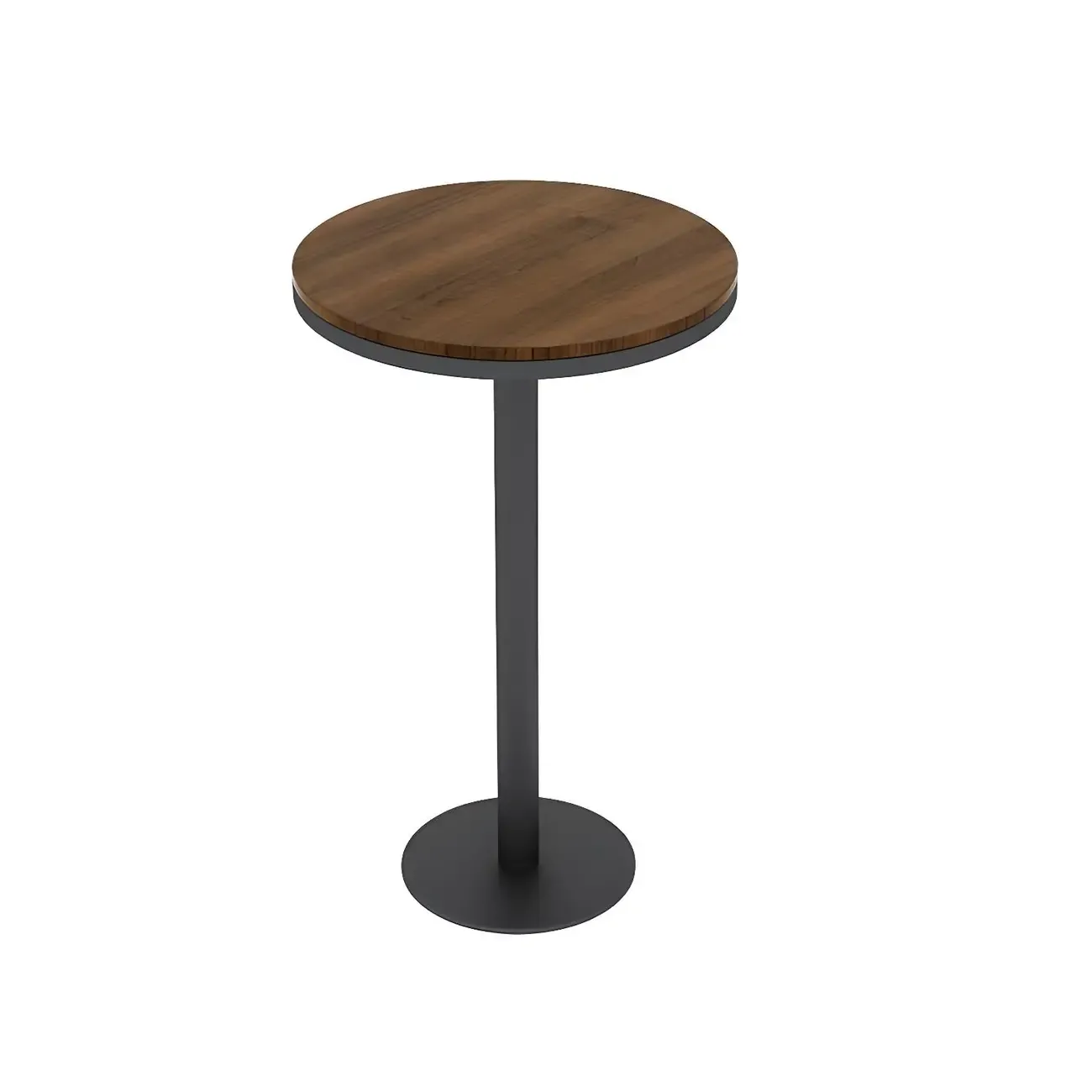 Modern Wooden Bar Height Table with Metal Base Design