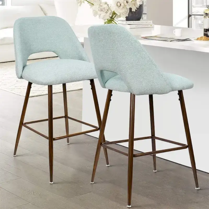 Upholstered Modern Bar Stool Walnut Leg