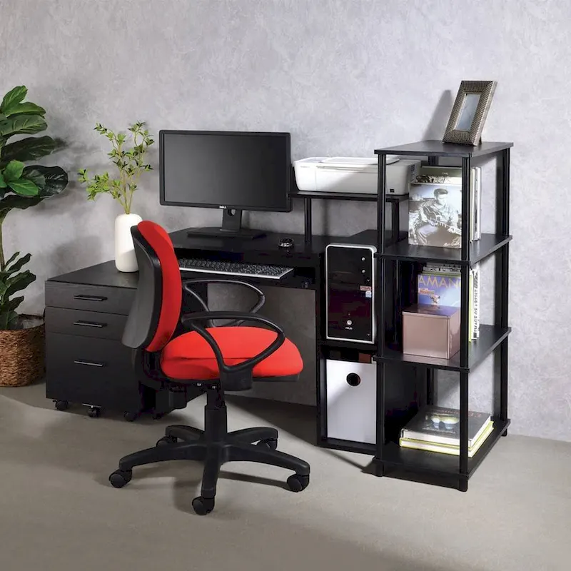 Wooden Computer Desk with Keyboard Tray