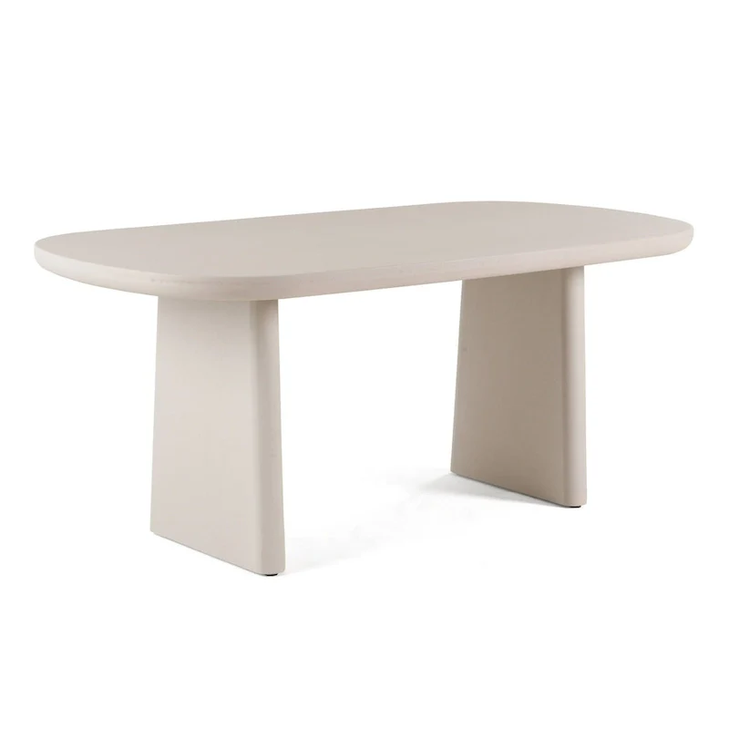 Modern Grey Faux Cement Oval Dining Table